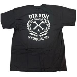 NEW Dixxon Sturgis Motorcycle Rally Men’s White Sketchy Crest T-Shirt Black